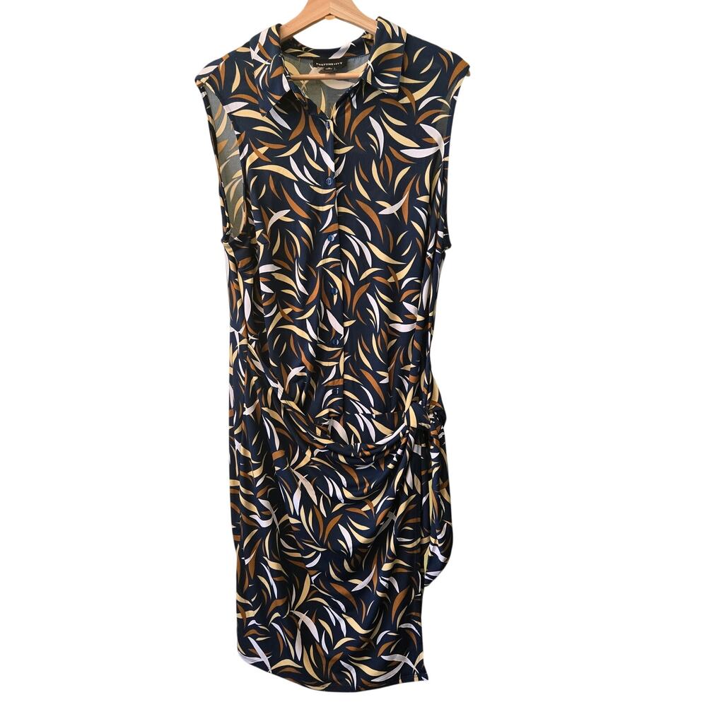 Fortune + Ivy 1X Navy Blue/White/Brown Sleeveless Dress [0097]